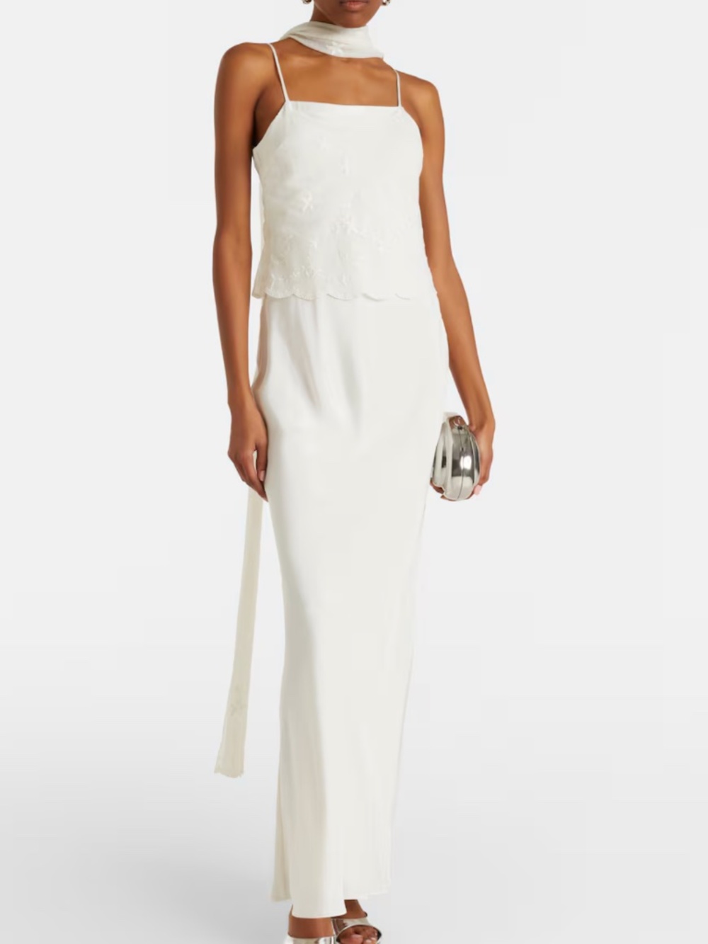 Posse Cove tulle-trimmed silk-blend satin maxi dress (XS)